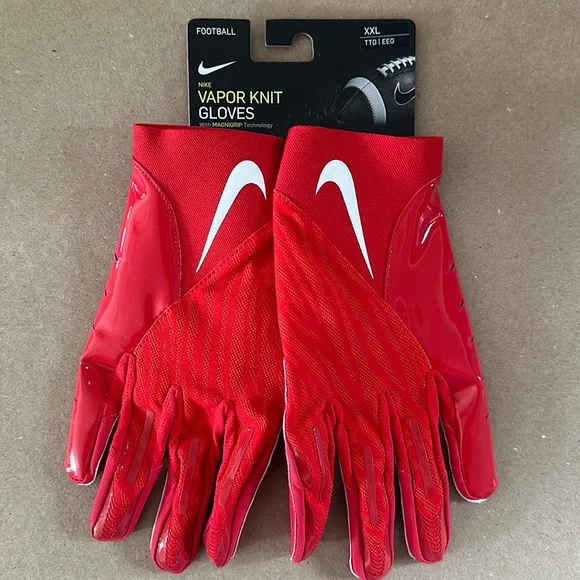 Nike Vapor Knit MagniGrip Football Gloves Red - Picture 1 of 3